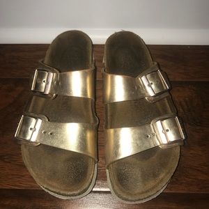 gold birkenstocks